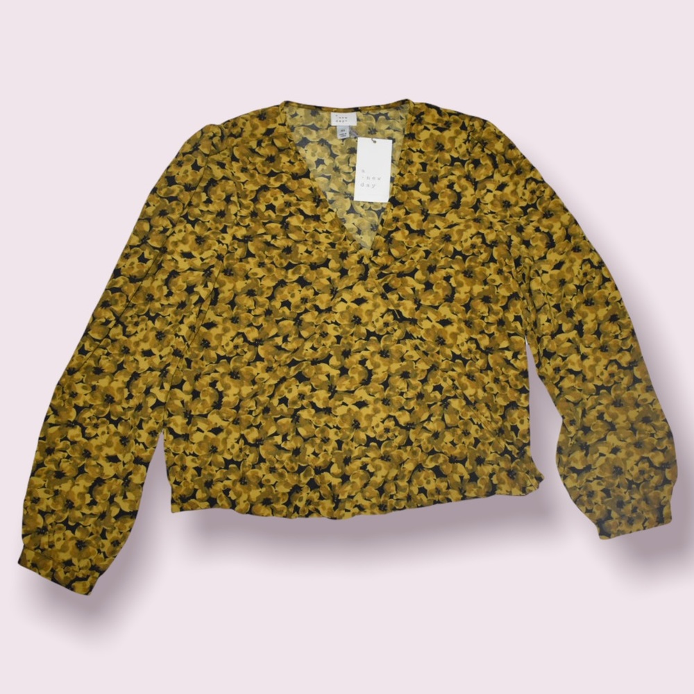 Floral yellow long sleeve blouse